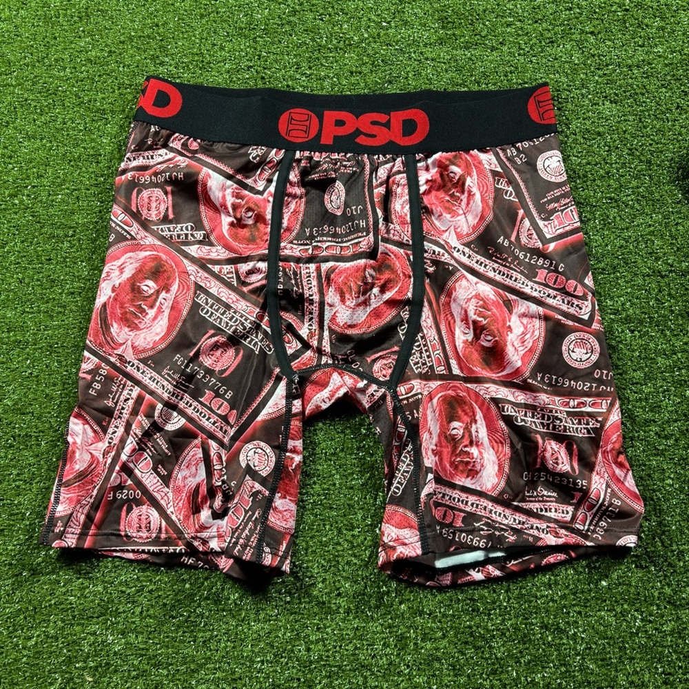 PSD Men's Boxer Briefs in Black and White with Red Accents
